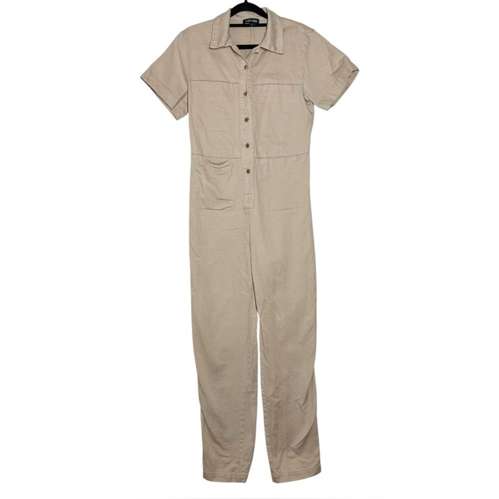Ilana Kohn Cotton Khaki Tan Toast Short Sleeve Tia Coveralls Jumpsuit - 2